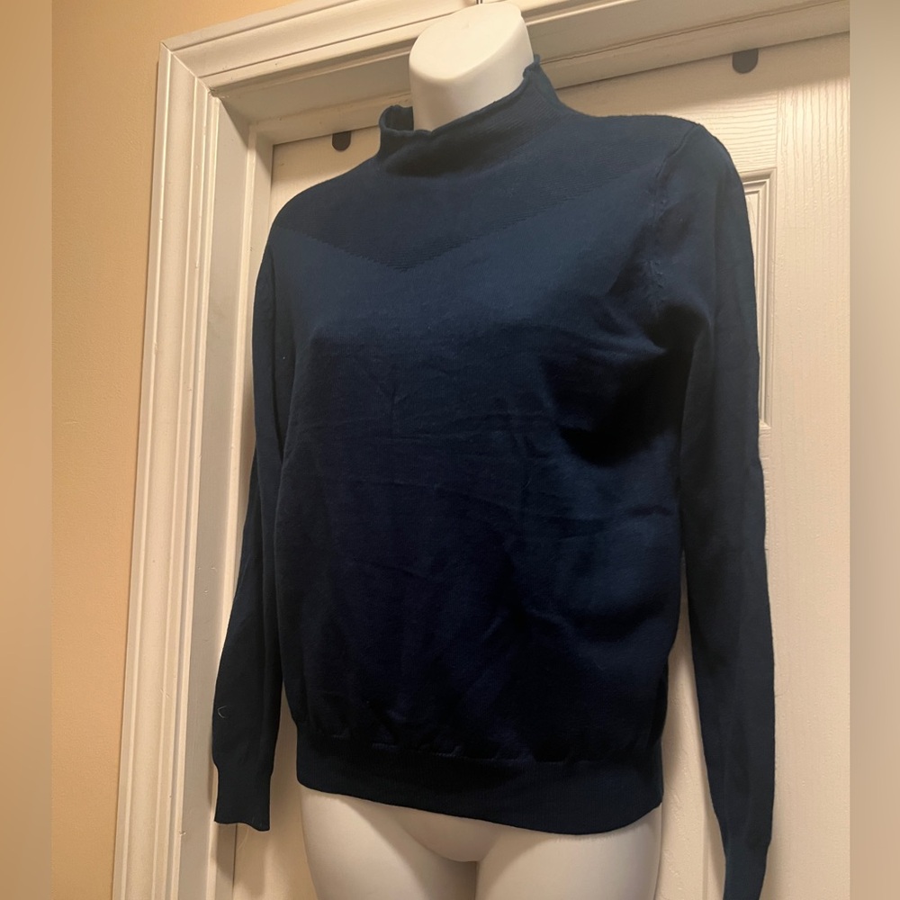 Tera Vera Dark Petrol Blue Mock Neck Sweater NWT